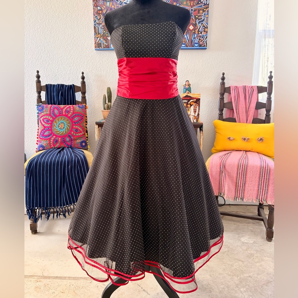 Josh & Jazz Pinup Black and Red Polka Dot Dress